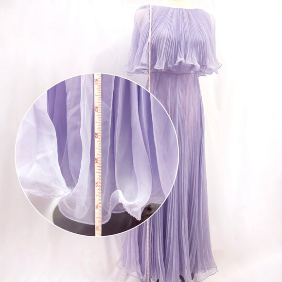 Vintage purple knife-pleat ruffle maxi dress AS-IS size Small - Picture 6 of 15